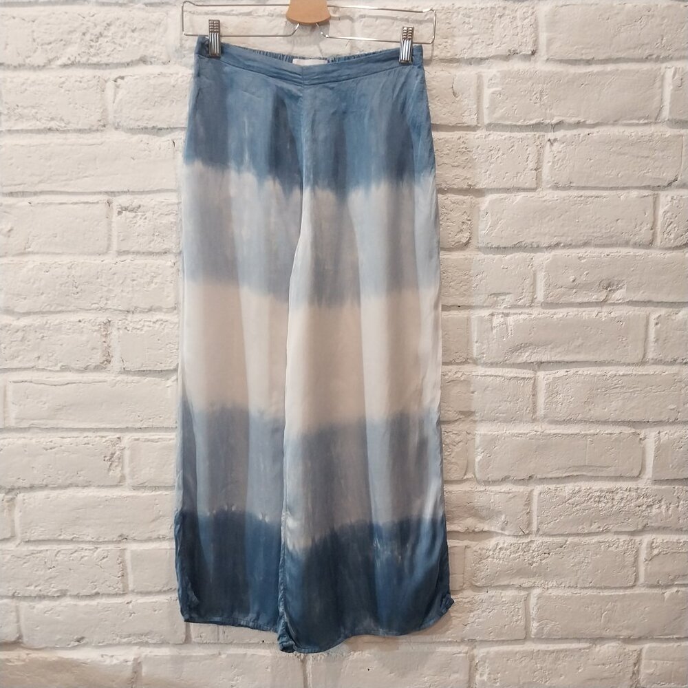 Bella Dahl Wide Leg Ankle Pants Womens XS Blue Ombre High Waist Beach Summer